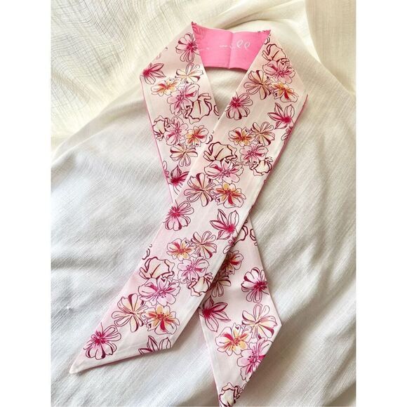 Pink floral scarf with hint of yellow ￼ - Picture 2 of 2